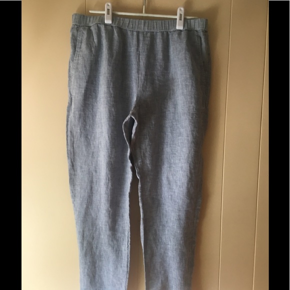 Eileen Fisher Pants - Eileen Fisher linen cropped pants black and white